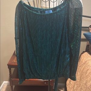 CeCe Green Blue shimmer 3/4 Sleeve Blouse